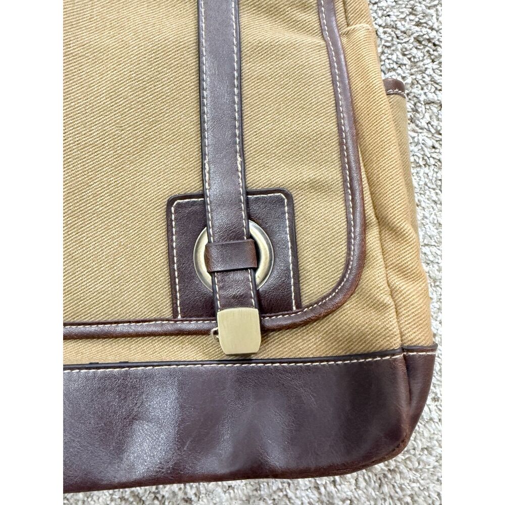 Canvas Brown Messenger Bag Briefcase NWOT 104